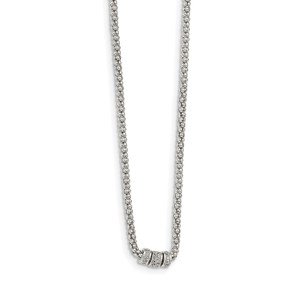 Sterling Silver White Sapphire Bead Necklace