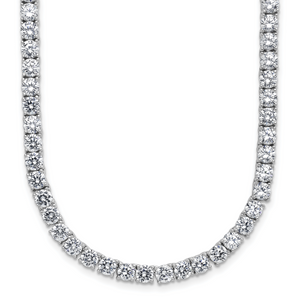 Cheryl M Sterling Silver Rhodium-plated Polished 4.00mm Cubic Zirconia with Safety Clasp Tennis Necklace