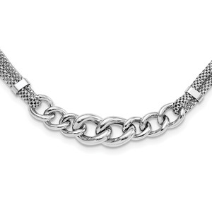 Sterling Silver Rhodium-plated Fancy Chain with 2in Ext. 2-strand Necklace