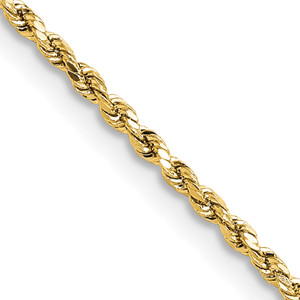 14k 1.8mm Lightweight D/C Rope with Lobster Clasp Chain