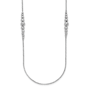 Leslie's Sterling Silver Rhodium-plated Polished Hammered Bead Necklace