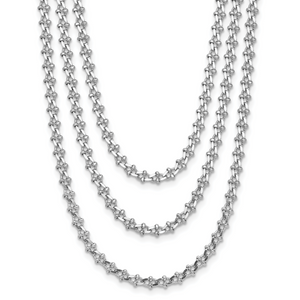 Leslie's Sterling Silver Rh-plated Polished 3-Strand with 1.5in ext. Necklace