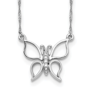 14k White Gold Polished Butterfly Necklace