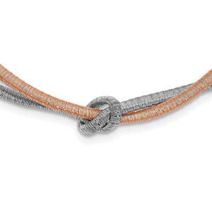 Leslie's Sterling Silver & Rose Gold-plated Multistrand Knot with  2in Ext Necklace