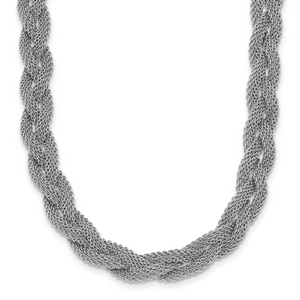 Leslie's Sterling Silver Rhodium-plated Braided Polished Necklace