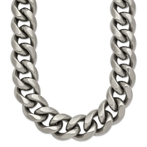 Titanium Polished 14.50mm Curb 20in Necklace
