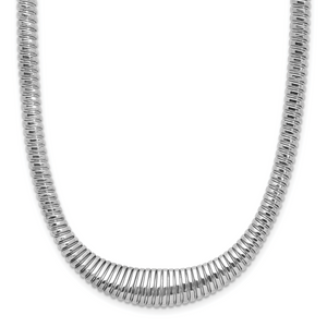 Leslie's Sterling Silver Rhodium-plated Polished/Grooved Flexible Necklace