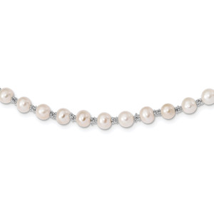 Sterling Silver Rhodium-plated White FW Cultured Pearl Necklace