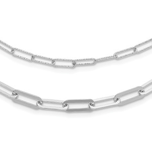 Leslie's Sterling Silver Rhodium-plated Multi-layer with  2in ext  Necklace