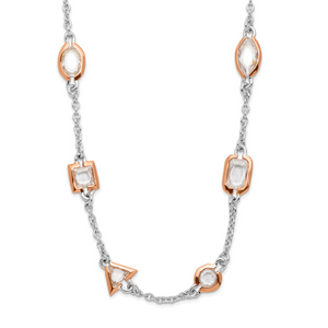 Sterling Silver Rose Gold Plated Cubic Zirconia Necklace