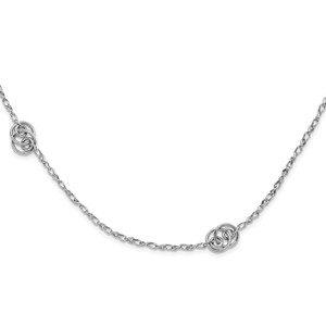 Sterling Silver Rhodium-plated Oval Link Necklace