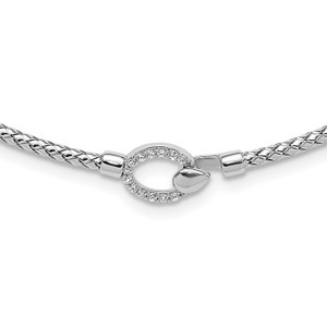 Leslie's Sterling Silver Rh-plated Cubic Zirconia Polished Braid with 2in. ext Necklace