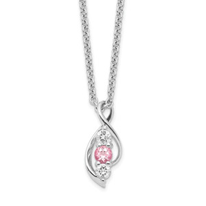 Survivor Collection 10K White Gold Rhodium-plated Clear and Pink Swarovski Topaz Legacy with 2in ext Necklace