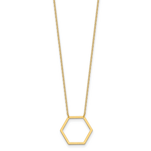 Herco 14K Polished Hexagon 18 inch Necklace