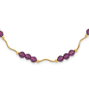 14k Purple Crystal Bead with 2 in Extension Necklace