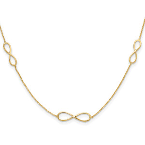 14K Polished Infinity Stations 16in with 2in ext. Necklace