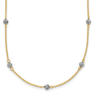 14K Two-tone D/C Beads with  2in Ext Necklace