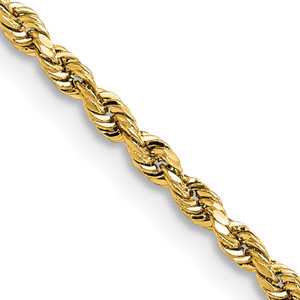 14k 2.3mm Lightweight D/C Rope with Lobster Clasp Chain