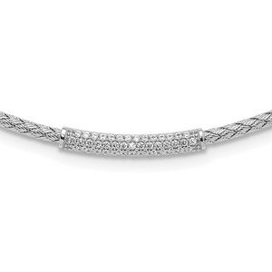 Leslie's Sterling Silver Rhodium-plated Cubic Zirconia Woven with 2in. ext Necklace