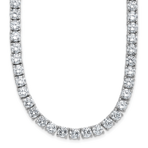 Cheryl M Sterling Silver Rhodium-plated Polished 5.00mm Cubic Zirconia with Safety Clasp Tennis Necklace