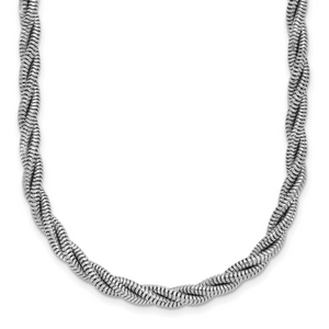 Leslie's Sterling Silver RH-plated Polished and Twisted Necklace