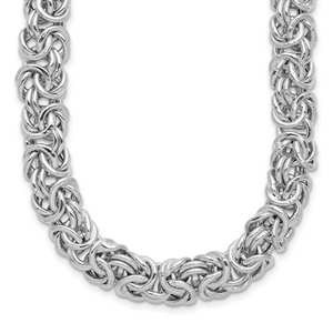 Sterling Silver Polished 9.3mm Flat Byzantine 17in Chain