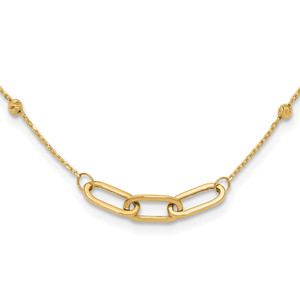 14K Polished and Diamond-cut Fancy Necklace