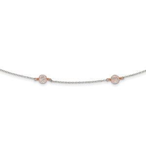 Sterling Silver Rhodium-plated Rose Tone Cubic Zirconia Stations with 2 in ext. Necklace
