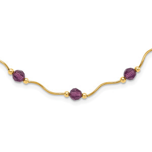 14k Purple Crystal Bead with  2 in Extension Necklace