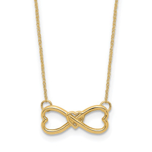 14k Polished Infinity with Heart Necklace