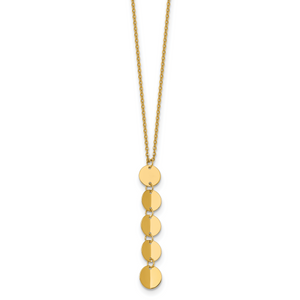 Herco 14K Polished Solid Five Circle Drop with 2 Inch Extension Necklace