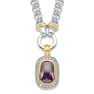 Sterling Silver Flash Gold-plated Cubic Zirconia Necklace
