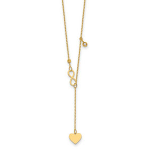 Herco 14K Polished Diamond/Infinity/Heart Y-Drop 16in with 2in ext Necklace