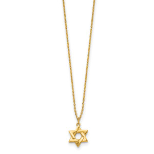 Herco 14K Polished Star of David 16 inch with 2in ext. Necklace