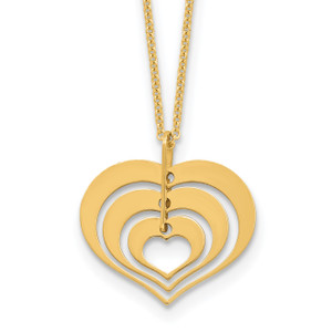 Leslie's 14K Polished Heart Pendant with 1in ext. Necklace