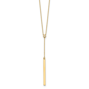 Herco 14K Polished Diamond Bar Y-Drop 16 inch with 2in ext. Necklace