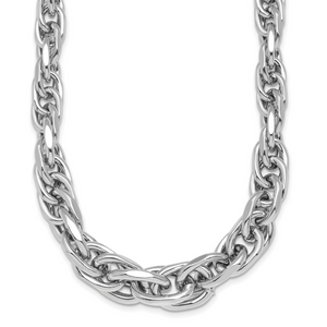 Herco Sterling Silver Rhodium-plated Polished Graduated Link Necklace
