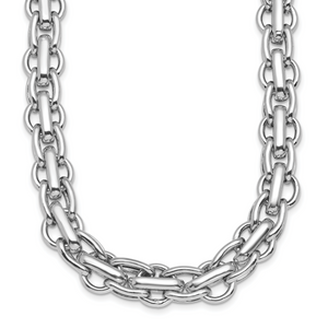Herco Sterling Silver Rhodium-plated Polished Fancy Link Necklace