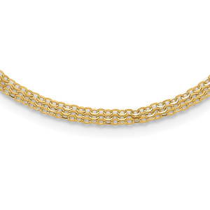 14K Polished Fancy Triple Cable Chain Necklace