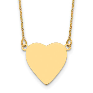 14k Engravable Heart Discs with 18in Necklace Chain