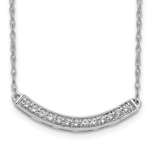 10k White Gold Diamond Curved Bar 18 inch Necklace