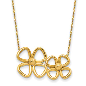 Leslie's 14K Polished Flower with  1in ext. Necklace