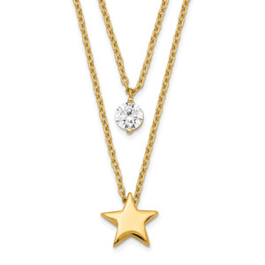 14K Yellow Gold Tiered Star and Cubic Zirconia Necklace