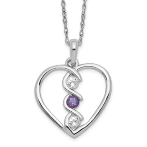 10kw Clear & Purple Swarovski Topaz Heart of Inspiration with 2in ext Necklace