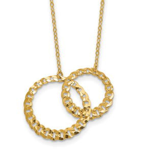 Leslie's 14K Polished and Diamond-cut Circles with 2in ext. Necklace