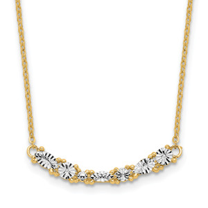 Leslie's 14K and White Rhodium Polished and Diamond-cut Bar Necklace