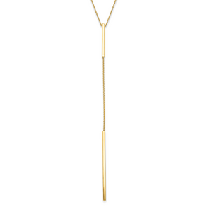 Leslie's 14K Polished Y-drop Bar with  1in ext. Necklace