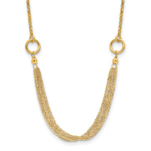 Leslie's 14K Diamond-cut Multi-strand Accent with 1in. ext. Necklace