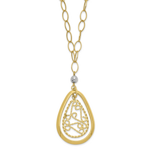 14KY LINK CHAIN with  FILIGREE PENDANT
