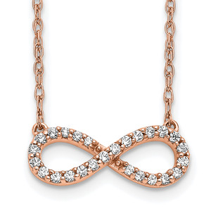 14k Rose Gold Polished Diamond Infinity Symbol 18 inch Necklace